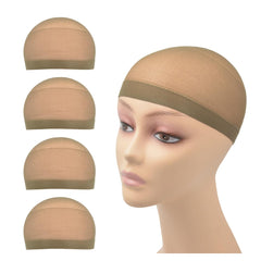 4 Pcs Wig Caps Stretchy Nylon Wig Stocking Caps for Women Men Kids (Black)