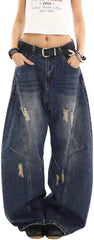 Barrel Jeans for Woman Men High Waisted Baggy Wide Leg Pants Denim Sweatpants Boyfriend Streetwear Clothes