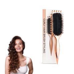 Silver Plating Curl Define Styling Brush - Boar Bristle Hair Brush for Combing and Shaping Men's and Women's Curls