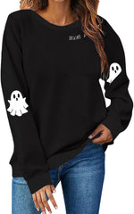 Women's Retor Ghost Skull Crop Sweatshirt Funny Spooky Teacher Ghost Gift Blouse Fall Coffee Lover Casual Pullover