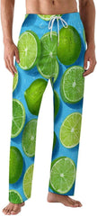 Lemon Prints Pajama Pants for Men Soft Lightweight Lounge Pj Bottoms with Drawstring Pockets