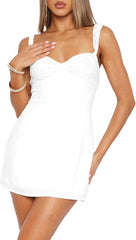 Women's Summer Mini Dresses Sexy Lace Straps Sweetheart Neckline Backless Cocktail Party Bodycon Dress