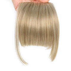 LEEONS Clip on Bangs Black Fringe Hair Extensions 6" Short Straight Clips in Hair Bang False Flat Hairpiece Two Side(1B#)