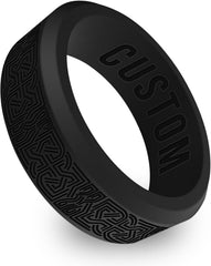 Personalized Celtic Knot Beveled Silicone Ring, Wedding or Engagement,Trinity Knot Band, Celtic Triangle Bands