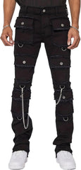 Men's Moto Biker Multiple Pockets Slim Jeans Hip hop Tapered Leg Tight Fit Denim Jean Skinny Practical Punk Gothic Jean