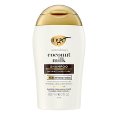 OGX Nourishing + Coconut Milk Shampoo, Hydrating & Restoring Shampoo Moisturizes for Soft Hair After the First Use, Paraben-Free, Sulfate-Free Surfactants, 25.4 fl. oz