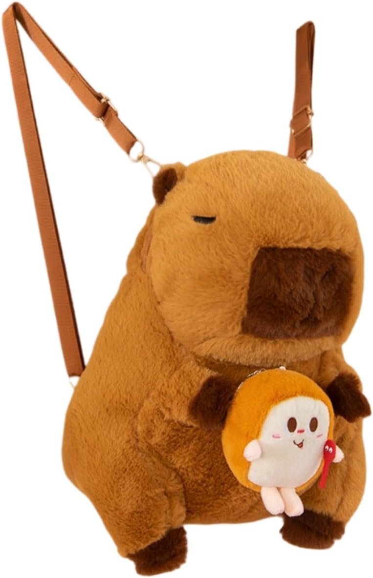 Capybara Bow Bowknot Orange Flower Lollipop Cute Plush Backpack Kawaii Cartoon Design for Women Ita Bag (Pink bow)