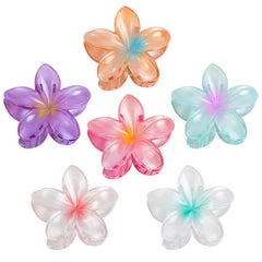 6 Pack Flower Hair Claw Clips for Women, Hawaiian Hibiscus Hair Clips, Cute Hair Accessories, Gifts for Women Girls