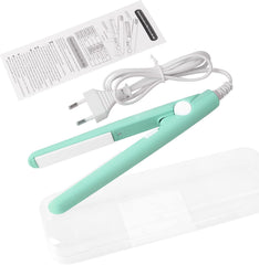 2 in 1 Mini Hair Straightener, US Plug, Ceramic Tourmaline Plate, Beauty Flat Iron Heating Curler Small Lightweight Portable Mini Flat Iron Curler for Home (White)