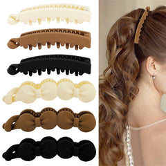Hair Clips, 6PCS Bow Oval Banana Clips for Medium Thin Hair, 4.1 Inch Matte Strong Hold Half Ponytail Bun Holder, Hair Jaw Clips Barrettes Styling Accessories for Women Girls