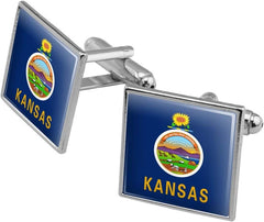 GRAPHICS & MORE Kansas State Flag Square Cufflink Set - Silver or Gold
