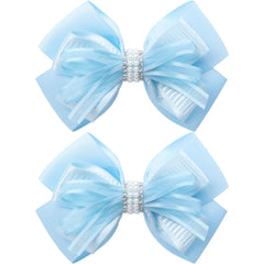 4.5-Inch Hair Bows Alligator Clips Delicate Pearl Hair Accessories for Girls, Toddler, Kids and Women Daily Dress Up Birthday Wedding Christmas Occasions- Set of 2