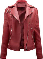 Women's Short Leather jackets Long Sleeve Large Size Motorcycle jackets Women's Zipper Leather jackets Outerwear