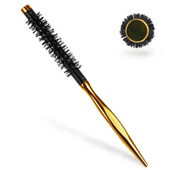 Mini Quiff Roller Brush for Blow Drying and Curling - 1/2 Inch Portable Travel Brush with Wooden Handle and Nylon Bristles for Styling Short, Fine Hair