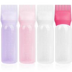 BLAAROOM 2Pack Root Comb Applicator Bottle - 6 Oz Hair Oil Applicator, Dye Bottle Tools with Oil Dispenser & Root Comb Brush - Pink