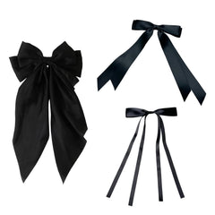 2PCS Gothic Bow Clips 3.96'' Halloween Hairbows Punk Hair Accessories for Girls Women Black Lace & Red Bow with Cross Duckbill Clips