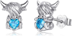 HIghland Cow/Dragon/Fox/Frog Stud Earrings 925 Sterling Silver Cute Animal Earrings Scottish Animal Jewelry Gift for Daughter Granddaughter Women