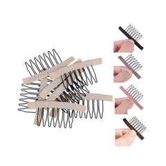 24 Pieces Steel Cloth Wig Combs and Clips Set - 7-Teeth Hair Accessories Tools for Making Wigs and Hairpieces (Black)