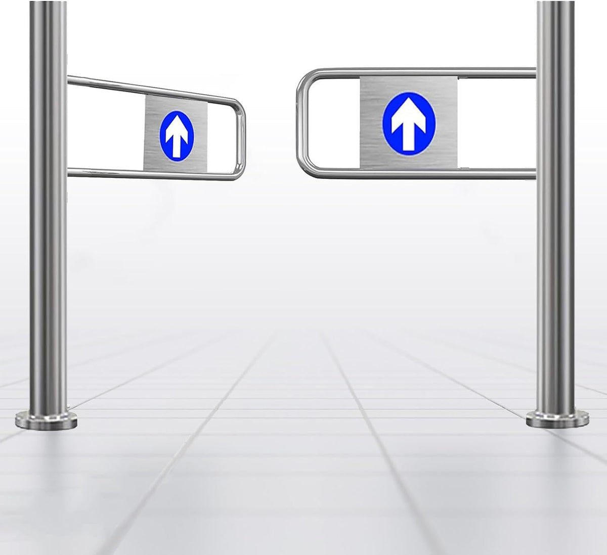 Stainless Steel Half Swinging Doors - Automatic Closure for Supermarkets & Shopping Malls, 90-Degree Safety Swing Gate, 43 1/3" Wide Entrance for Playgrounds