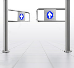 Stainless Steel Half Swinging Doors - Automatic Closure for Supermarkets & Shopping Malls, 90-Degree Safety Swing Gate, 43 1/3" Wide Entrance for Playgrounds