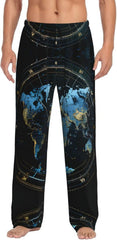 Time Zone Map Print Comfortable Men'S Sleep Pants,Soft Pajama Bottoms For Men,For Lounging And Sleeping