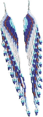 Hand-woven Colorful Rice Beads Gradient Beaded Long Tassel Earrings Bohemian Beach Travel Accessories