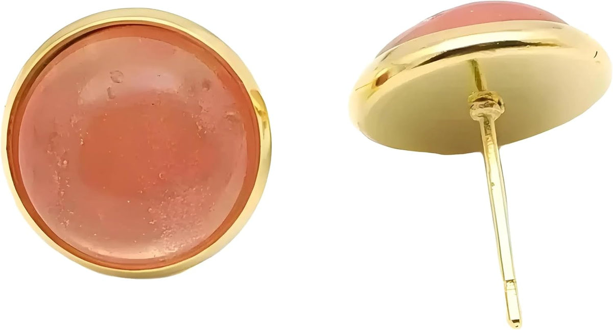 Opal earrings VanThai Le - 12MM Stone Round Color Stud Earrings Jewelry Tiger Eye Blue Pink Green Women Men 2