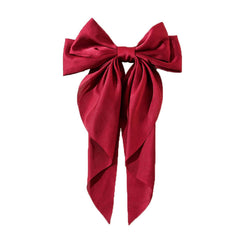 Super Big Bow Hair Clips French Style Soild Color Knotted Bowknot Spring Snap Barrettes Hair Clips with Long Ribbon for Women Girls (Gold)