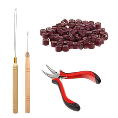 Orgrimmar Hair Extension Remove Pliers Pulling Hook 500 PCS Micro Silicone Rings Bead Device Tool Kits for Professional Hair Styling Tools Accessory (Black)