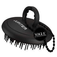 Jupiter Scalp Exfoliator - Scalp Massager Tool for Wet & Dry Hair - Ergonomic Detangler Brush - Dandruff Comb & Scrub to Remove Dandruff & Buildup and Support Circulation - Black/White