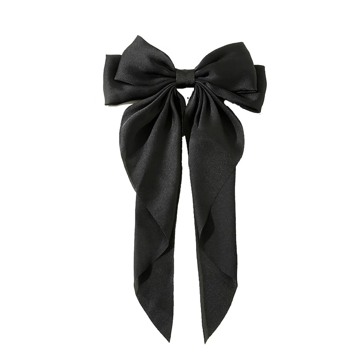 Super Big Bow Hair Clips French Style Soild Color Knotted Bowknot Spring Snap Barrettes Hair Clips with Long Ribbon for Women Girls (Gold)