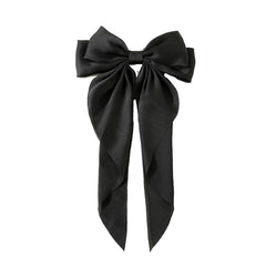 Super Big Bow Hair Clips French Style Soild Color Knotted Bowknot Spring Snap Barrettes Hair Clips with Long Ribbon for Women Girls (Gold)