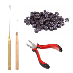 Orgrimmar Hair Extension Remove Pliers Pulling Hook 500 PCS Micro Silicone Rings Bead Device Tool Kits for Professional Hair Styling Tools Accessory (Black)