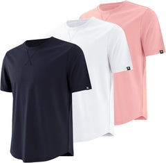 MagnaMan Men's 3-Pack Short Sleeve Crew Neck T-Shirts Solid Color Casual Tee Shirts - Ideal for Gym, Work & Daily Life