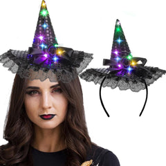 Halloween Headband Light Up Witch Hat Headbands Cosplay Costume Party Holiday Accessories Dress Up Decorations