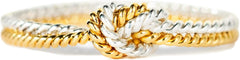 STORYJEWELLERY 925 Sterling Silver Two Tone Knot Ring, Gold and Silver Mixed Metal Rings for Women, Friendship Gifts for Women