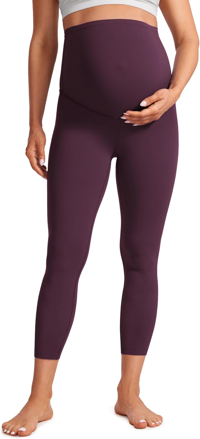 CRZ YOGA Womens Butterluxe Maternity Capris Leggings 23" - Workout Active Yoga Crop Pants Over The Belly Pregnancy Soft