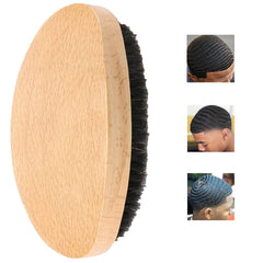 360 Curved Wave Brush For Men - Medium Hard Palm Wave Hair Brushes - Made with Beech Mix Nature Boar Bristle Brush For Black Hair (Black)