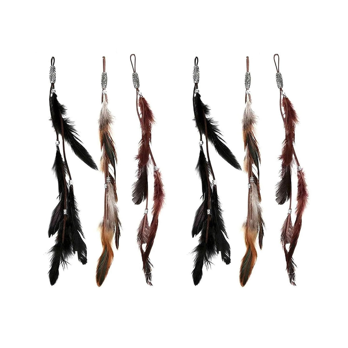 ICYANG Women Feather Hair Clips, Handmade Boho Hippie Hair Extensions with Clip Comb DIY Accessories Hairpin Headdress, Set of 3