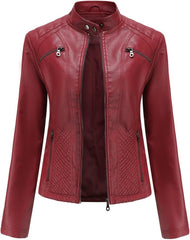 Women's Trendy Faux Leather Jacket Moto Short Jacket Fashion PU Jacket Coat Long Sleeve Zip Up Moto Biker Jackets