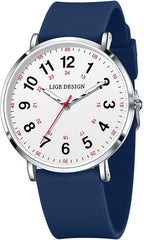 MASTOP White Watch for Nurses Medical Professionals Students Women & Men Waterproof Analog Wristwatch with 12/24 Hour Military Time Easy to Read Dial Luminous Hands Second Hand for Nursing