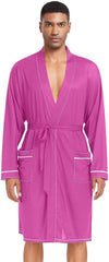GuoChe Medium Violet Red with Pockets Mens Robes Night Gown after Shower
