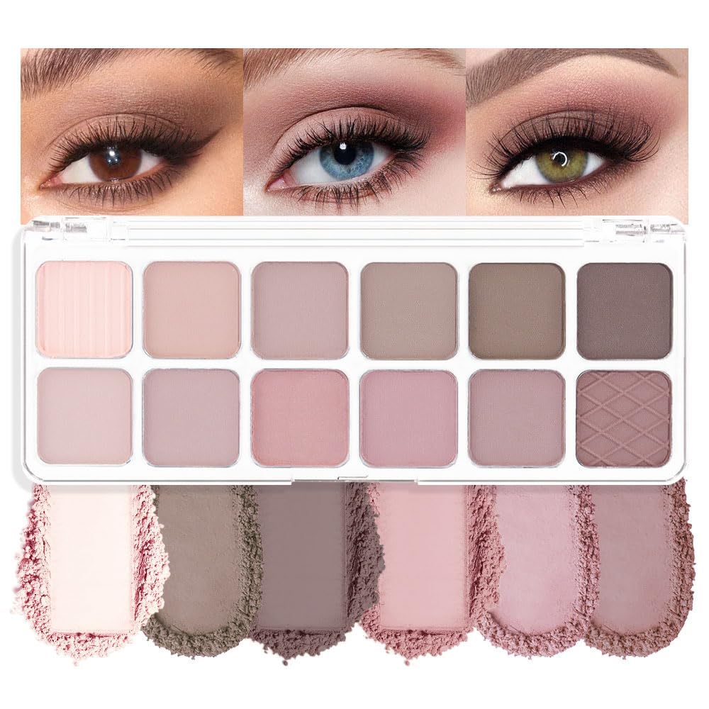 AMY'S DIARY 12Color Matte Purple Pink Eyeshadow Palette,Shimmer Eye Shadow Long-Lasting, and Highly Pigmented Elevate Your Eye Makeup