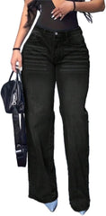 high Rise Straight Leg Jeans for Women Butt Lifting Baggy Trousers Urban Fashion Streetwear Bottoms