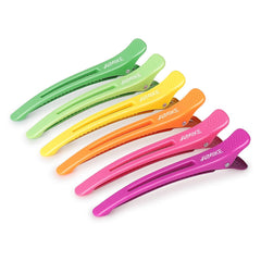 AIMIKE Hair Sectioning Clips with Silicone Band - 6pcs No Crease Duck Billed Clips for Styling, Cutting, and Rollers in Morandi Color