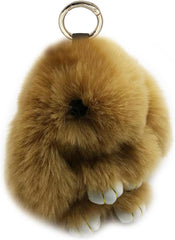 Cute Plush Bunny Keychain Soft Fluffy Rabbit Key Ring Pompom Key for Women Decoration