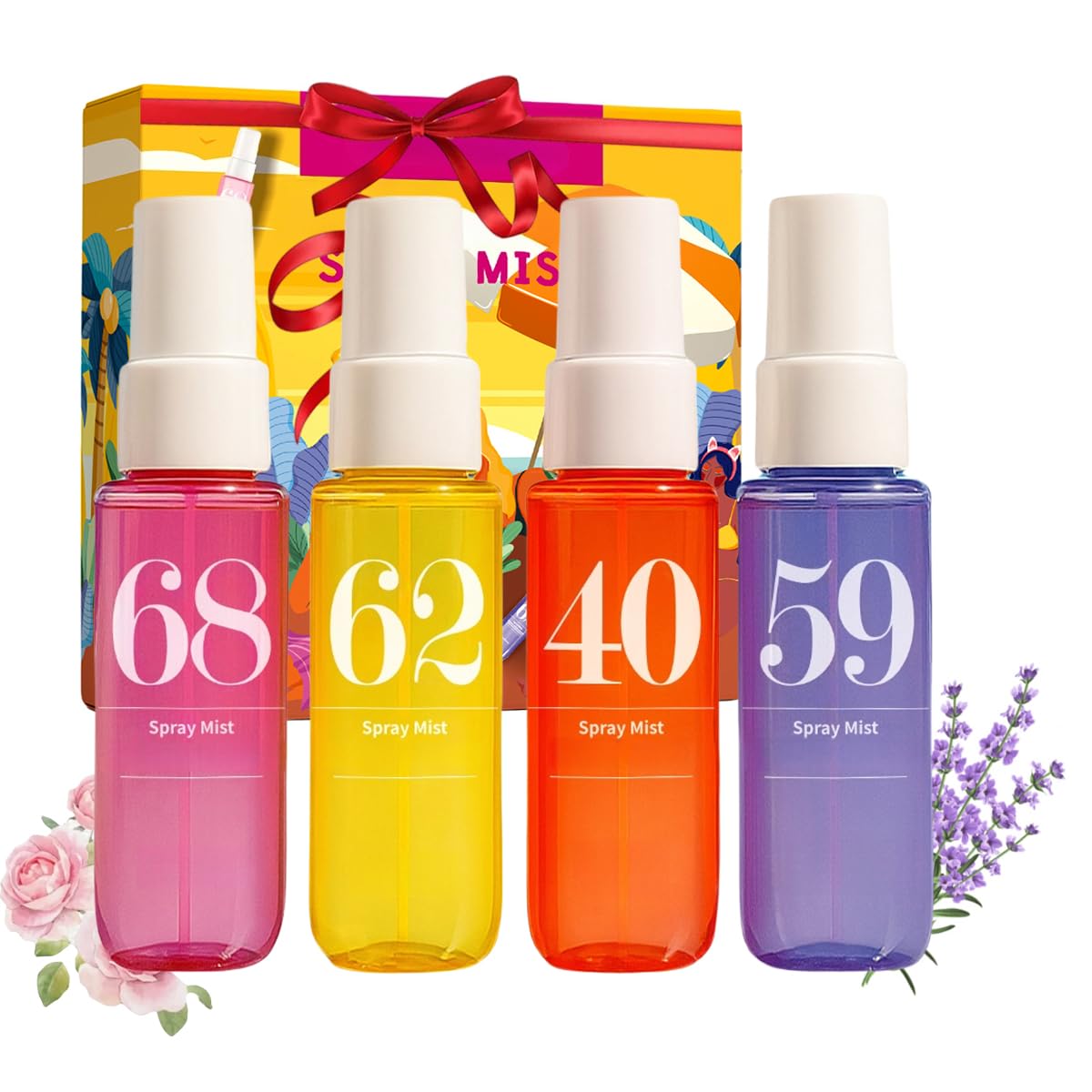 Mini Summer Body Mist Gift Set - 4 Scents, Brazilian Jasmine, Sandalwood & Violet, Plum Amber, Floral Fantasy (4 Scents Set)