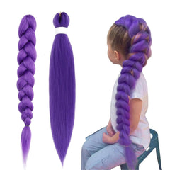 Purple Braiding Hair Long Purple Braiding Hair Pre Stretched Synthetic Braiding hair Rumi Wigs for Stage Party Halloween Costume Cosplay (24in)