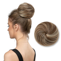 SARLA Black Brown Hair Bun Extension Updo Drawstring Ballet Buns Hair Pieces for Women Lady Synthetic Donut Chignon