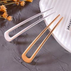 2 Pack Benefree French Style Cellulose Acetate Tortoise Shell U Shaped Hair Pins Fork 2 Prong Updo Chignon Pin for Women Girls Hairstyle Accessories（Tortoiseshell and White Tortoiseshell)